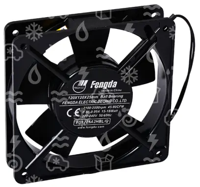 ventilátor axiální, 120 x 120 x 25 mm, 220-240 V / 50-60 Hz, 1900/2100 rp